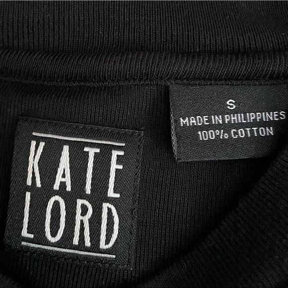 Kate Lord Embellished Black Ribbed Tee White Witch Size Small - Picture 5 of 8